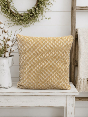 CHERRY BLOSSOM MUSTARD/CREAM PILLOW 16"X16"